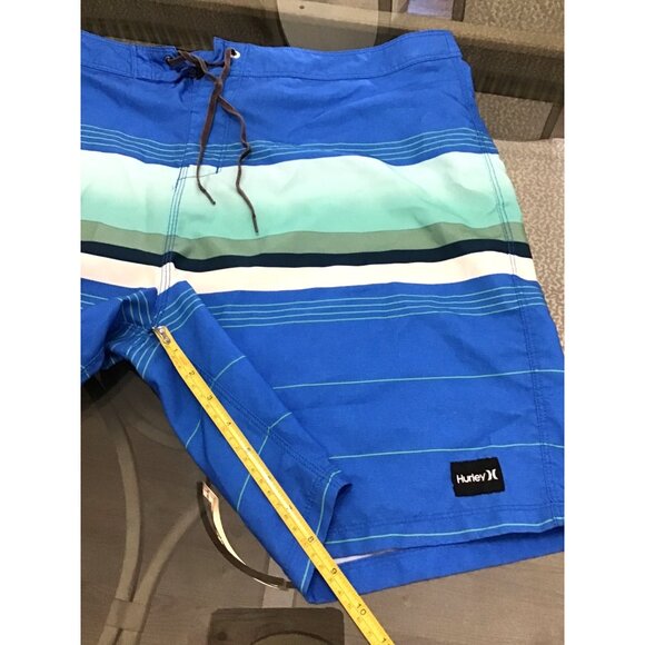 HURLEY- MENS BLUE FRONT TIE BACK POCKET SWIMMING TRUNKS SIZE 38 - Picture 5 of 6
